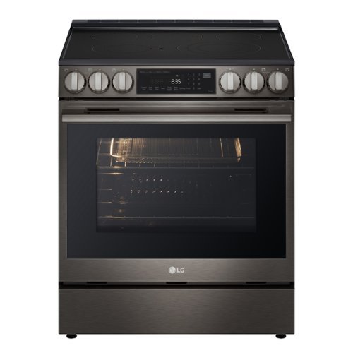 LG - 6.3 Cu. Ft. Slide-In Electric True Convection Range with InstaView and Premium Handle - Black Stainless Steel