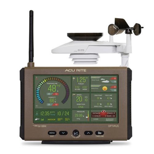 AcuRite - Estación meteorológica Optimus con pantalla WiFi HD, detección de rayos, temperatura, humedad, viento y lluvia, color gris