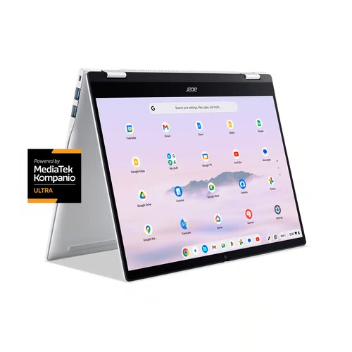 Acer - Chromebook Plus Spin 514 -14" WUXGA Touch Laptop with Google AI- MediaTek Kompanio Ultra-12GB RAM- UFS 256GB - Wi-Fi 7 - Platinum Silver