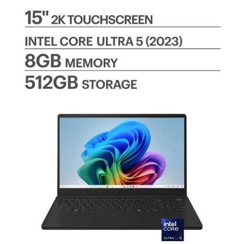 LG - gram Book 15" Touch-screen Laptop FHD Intel Core Ultra 5 115U Processor with 8GB RAM - 512GB SSD - Titan Black