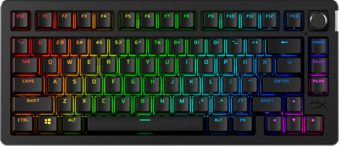 HyperX - Alloy Rise 75 Wireless Mechanical Gaming Keyboard with RGB Lighting and Hot-Swappable Switches - Black