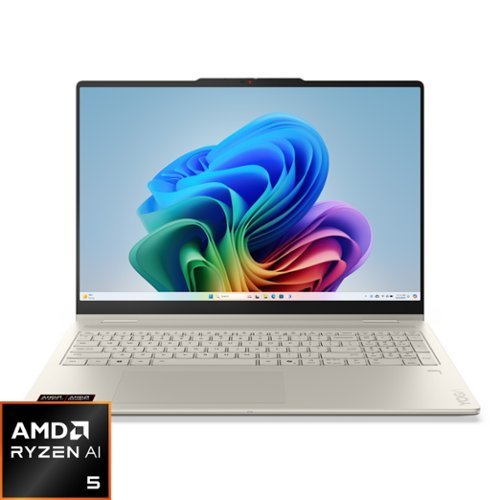 Lenovo - Yoga 7a 2-in-1 - Copilot+ PC - 16" 2K LCD Touchscreen Laptop - AMD Ryzen AI 5 430 2026 - 16GB Memory - 512GB SSD - Seashell