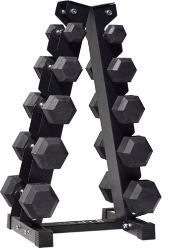 Centr - 5-25 Lb Dumbbell Weight Set with Rack - Black