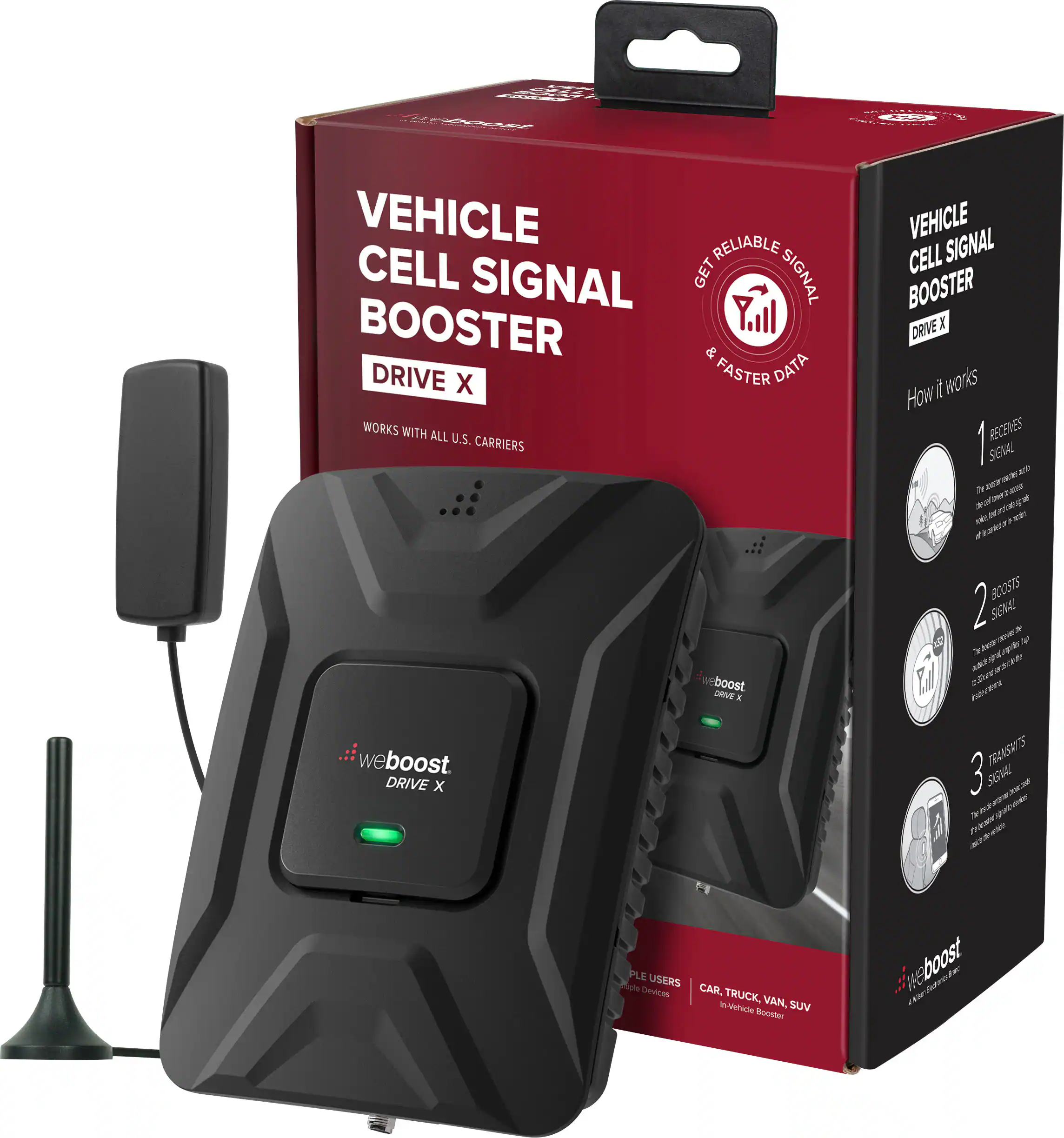 weBoost - Drive X Vehicle Cell Phone Signal Booster for Car, Truck, Van, or SUV, Boosts 5G & 4G LTE for All U.S. Carriers - Black