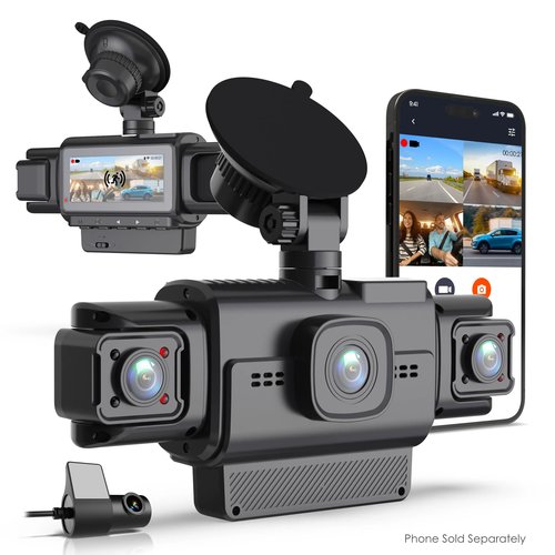 Rexing - R4-RD Dash Cam All-Around 1080p, Built-in 360° Motion Parking Monitor, GPS, App Control for Windows, MAC OS and iPhone - Black