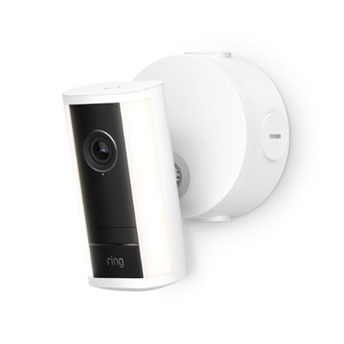 Ring - Spotlight Cam Pro (2nd Gen) Power Over Ethernet, Retinal 4K clear video, 10x Enhanced Zoom, 2 LED Spotlights - White
