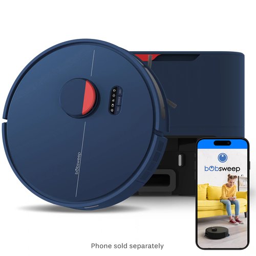 bObsweep - Dustin Self-Empty Robot Vacuum & Mop, with 100-Day Dock, SLAM Navigation, & Activated Charcoal Filtration - Original Version in Navy